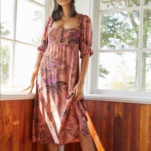 Anthropologie tie-back floral midi dress NWT